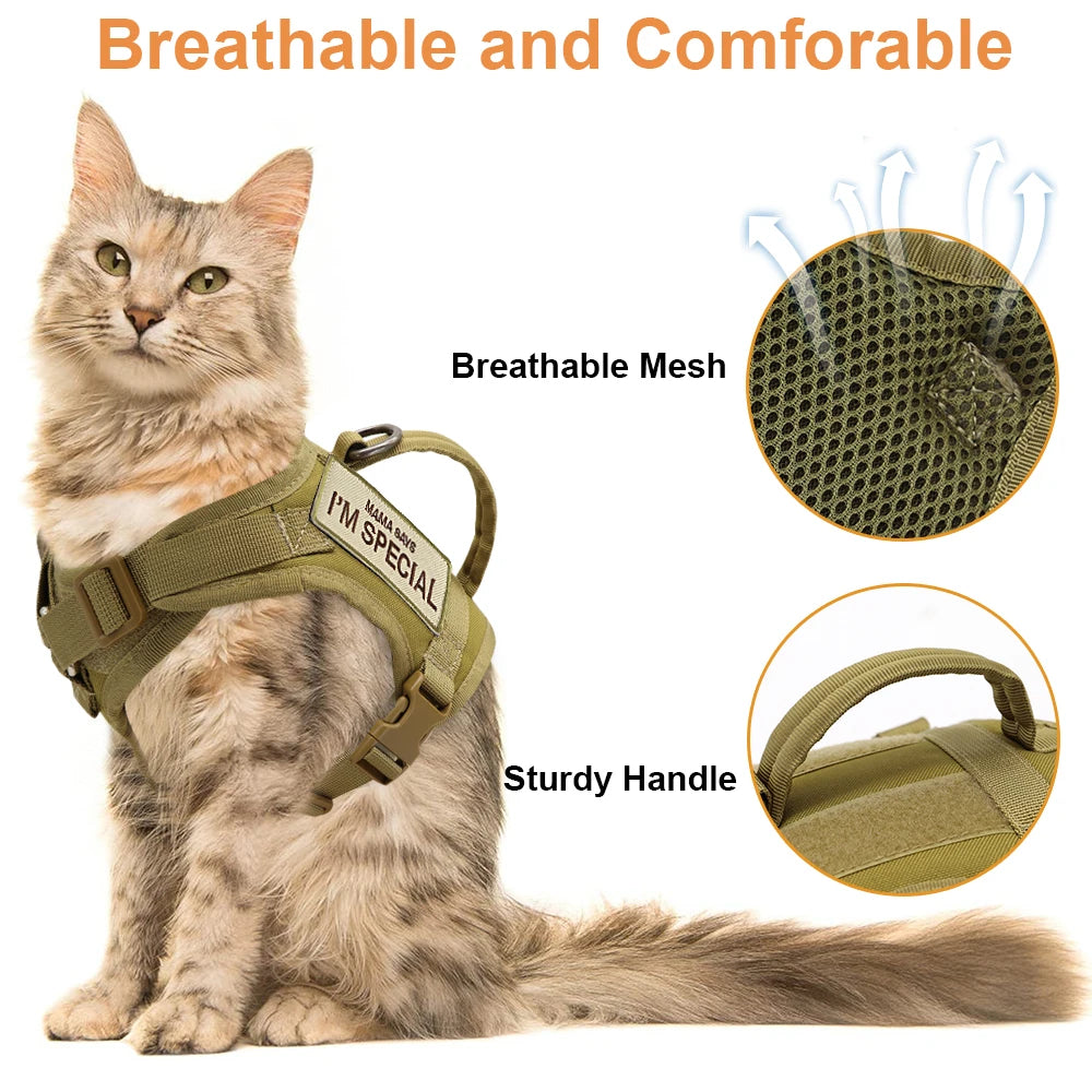 Pet Cat Harness Adjustable Mesh Vest Walking Lead