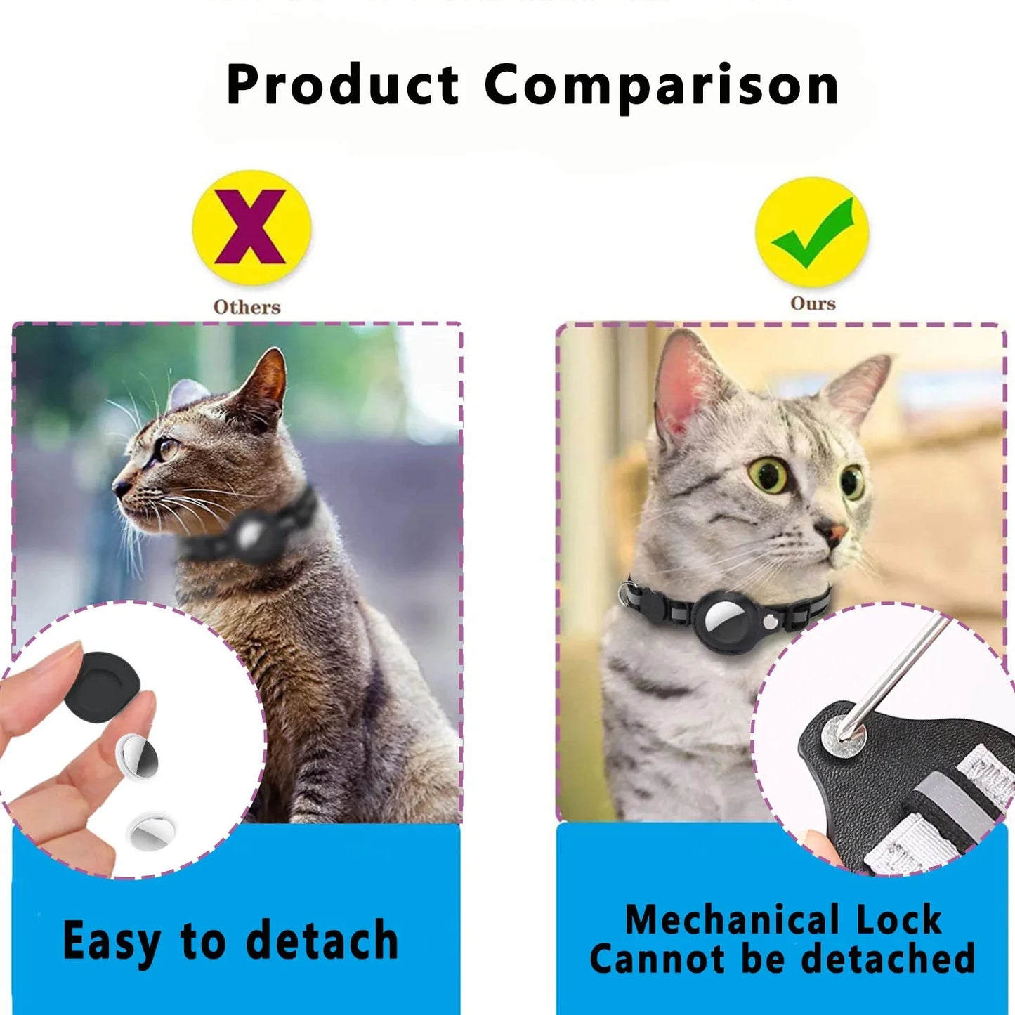 Cat AirTag Holder Collar Breakaway Reflective Strips