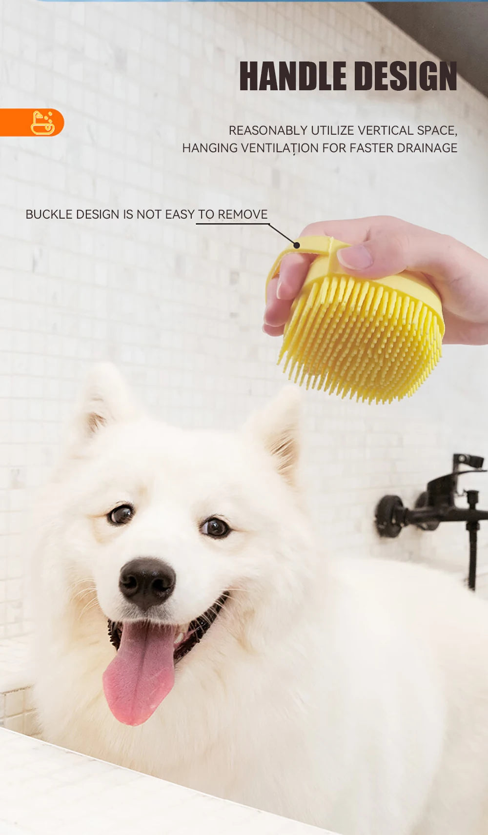 Dog Bathing Brush Pet Massage Brush Shampoo Dispenser Soft Silicone