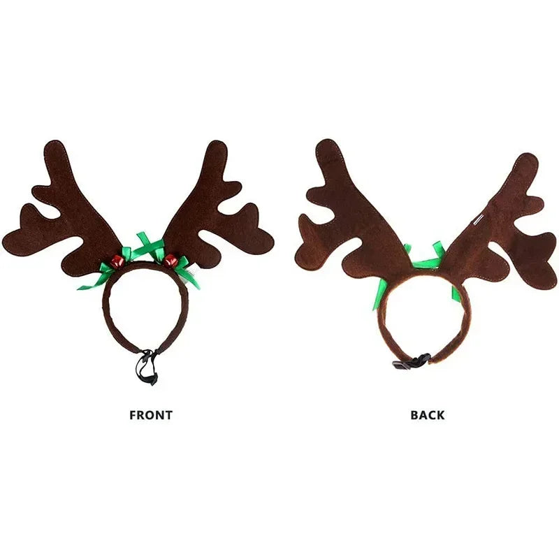 Christmas Dog Supplies Elk Reindeer Antlers Headband Santa Hat Pet Christmas