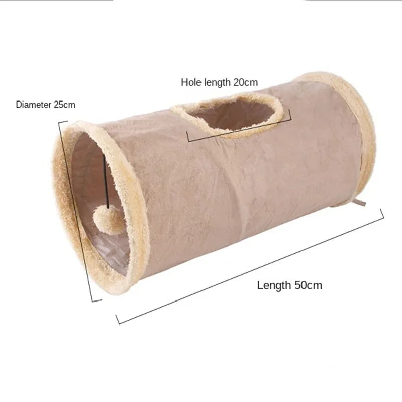 Pet Cat Tunnel Collapsible Plush Channel Foldable Suede Educational