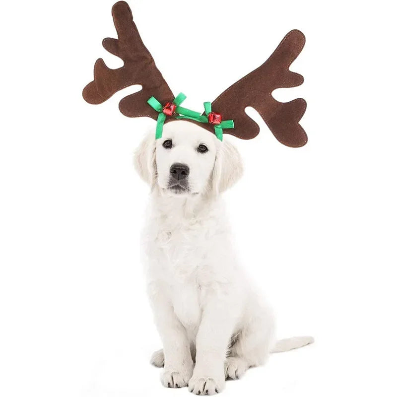 Christmas Dog Supplies Elk Reindeer Antlers Headband Santa Hat Pet Christmas