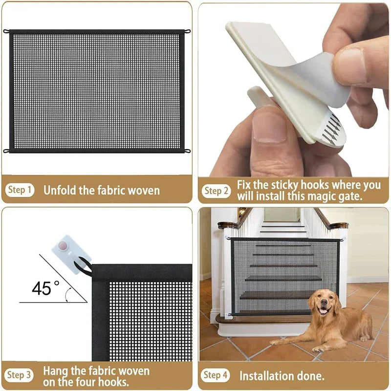 Pet Dog Barrier Fences With 4Pcs Hook Pet Isolated Network Stairs Gate