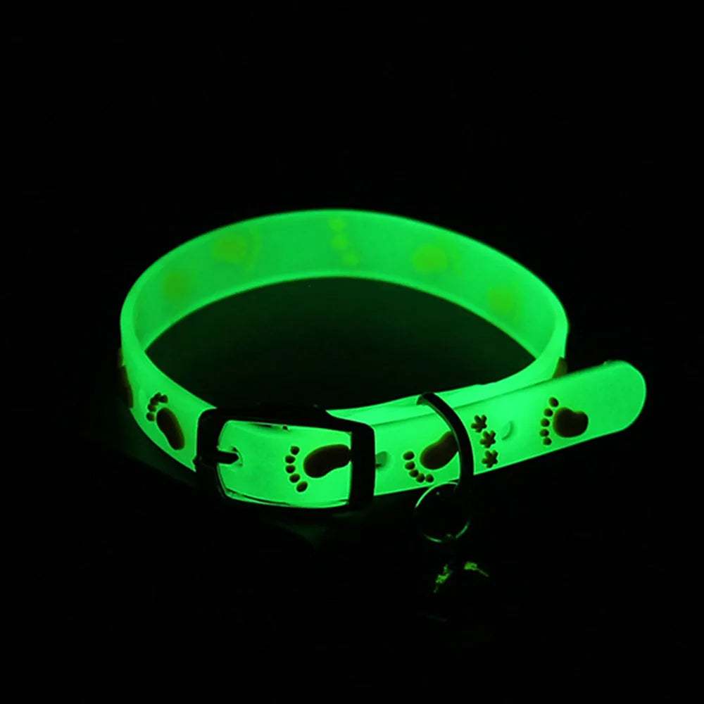 Luminous Cat Necklace Glowing Small Dog Cat Collar Anti-Loss Fluorescent Silicone