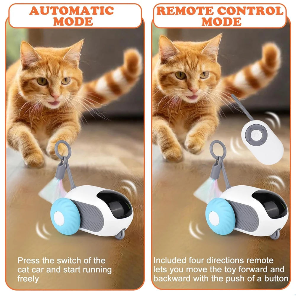 Smart Cat Toy Car Interactive Cat Toy Ball Automatic Rolling Remote Control Toy Car Indoor Cat Accessories Pet Kitten Supplies