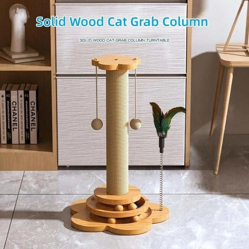 Pet Cat Toy Solid Wood Cat Turntable Funny