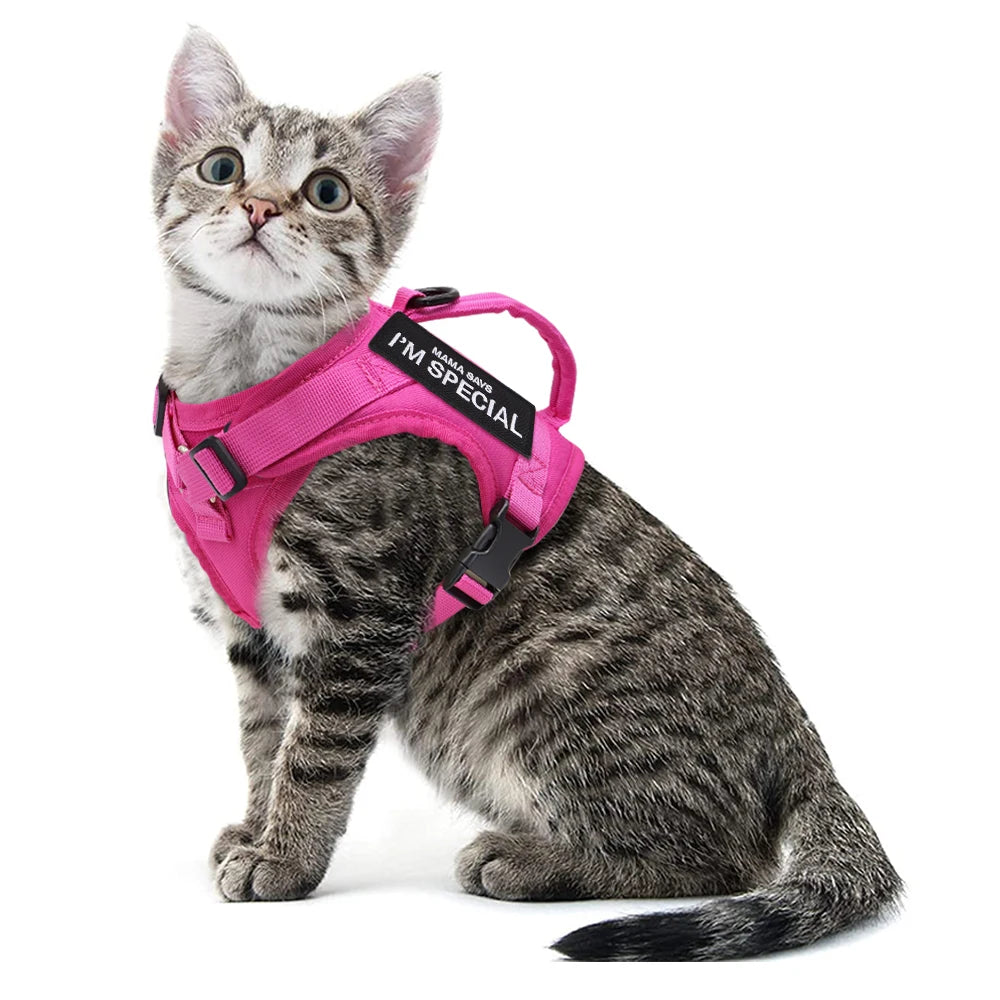 Pet Cat Harness Adjustable Mesh Vest Walking Lead