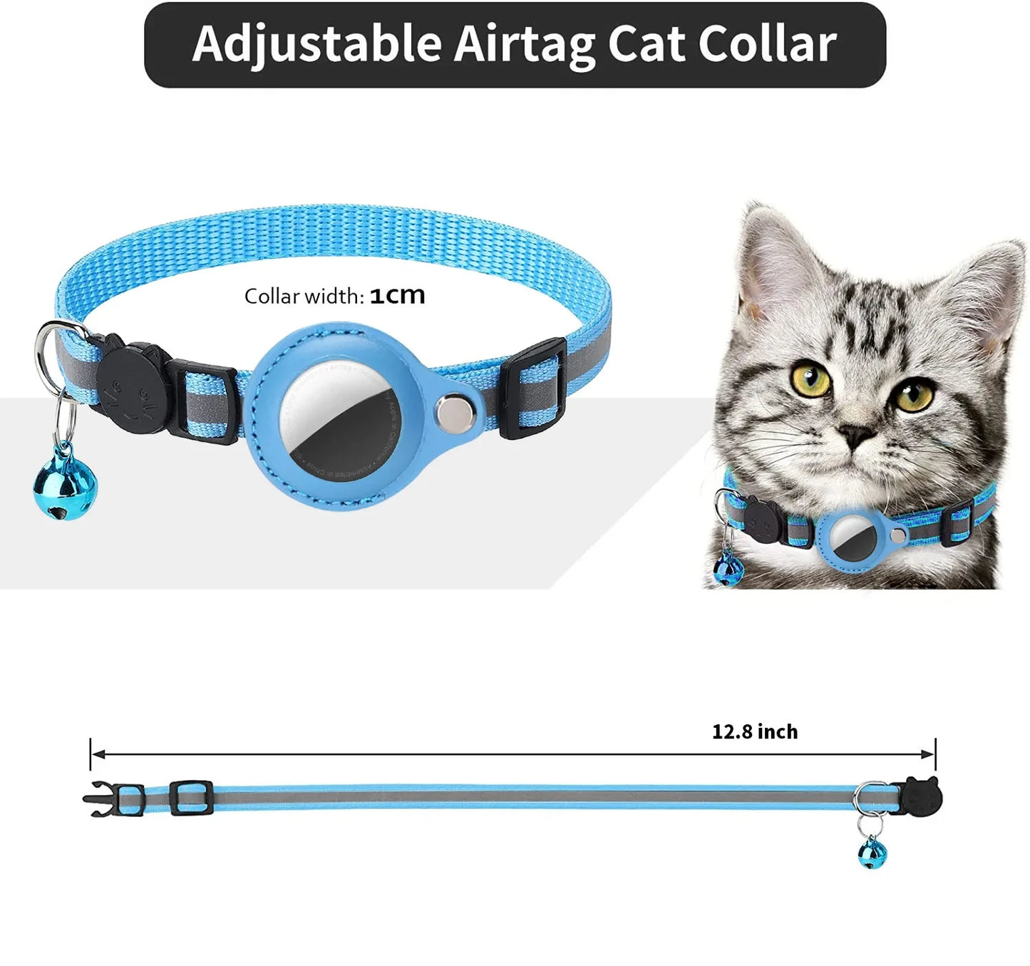 Cat AirTag Holder Collar Breakaway Reflective Strips