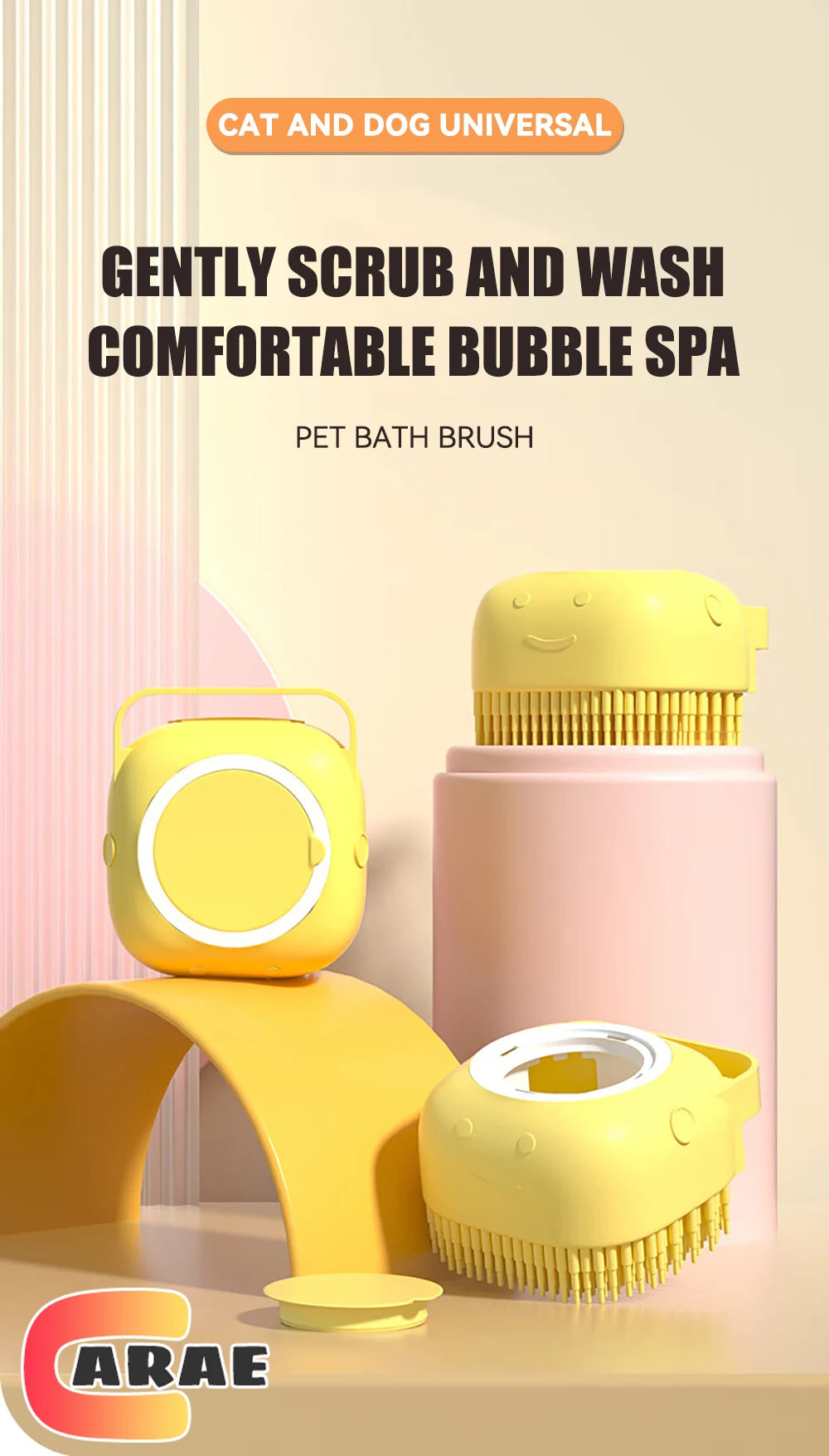 Dog Bathing Brush Pet Massage Brush Shampoo Dispenser Soft Silicone