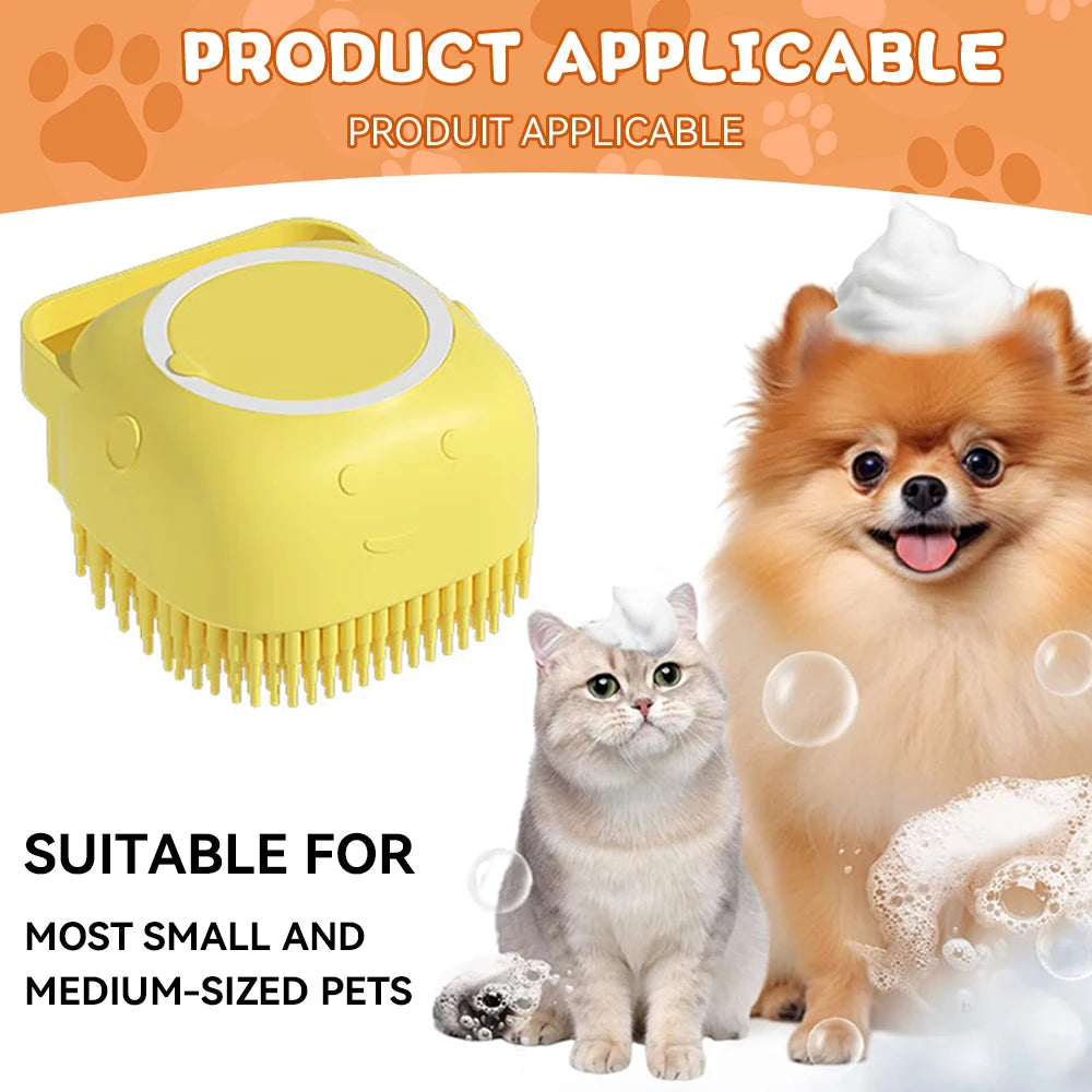 Dog Bathing Brush Pet Massage Brush Shampoo Dispenser Soft Silicone