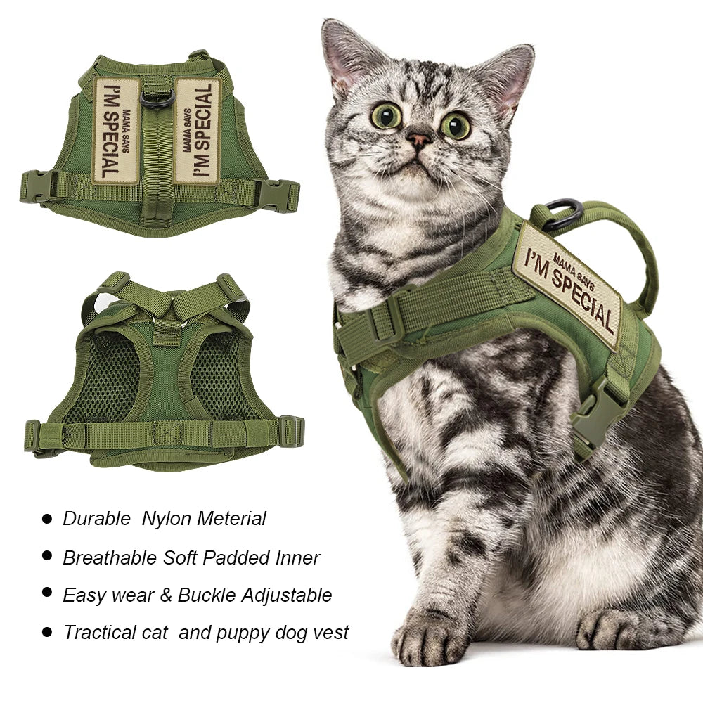 Pet Cat Harness Adjustable Mesh Vest Walking Lead